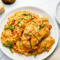 White plate of Marry Me chicken.