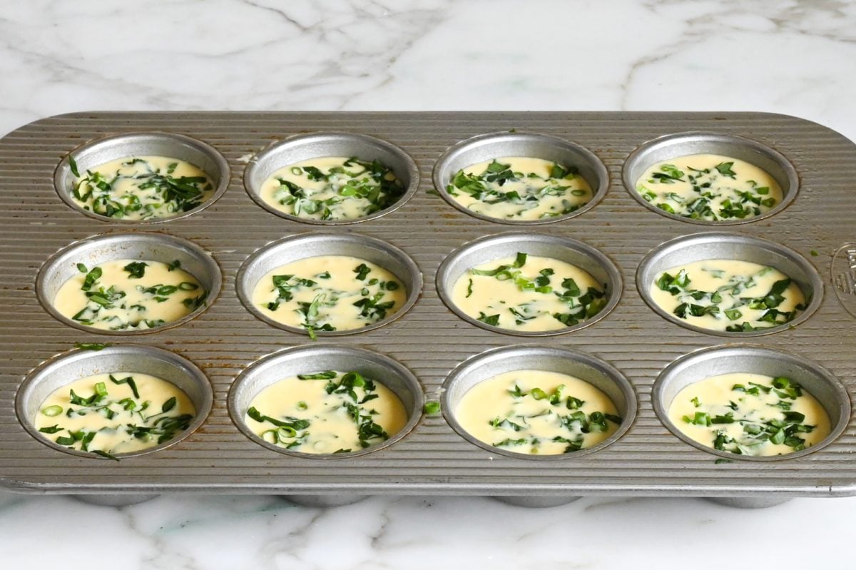 spinach egg bites ready to bake