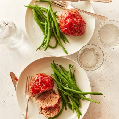 individual meatloaf servings on plates