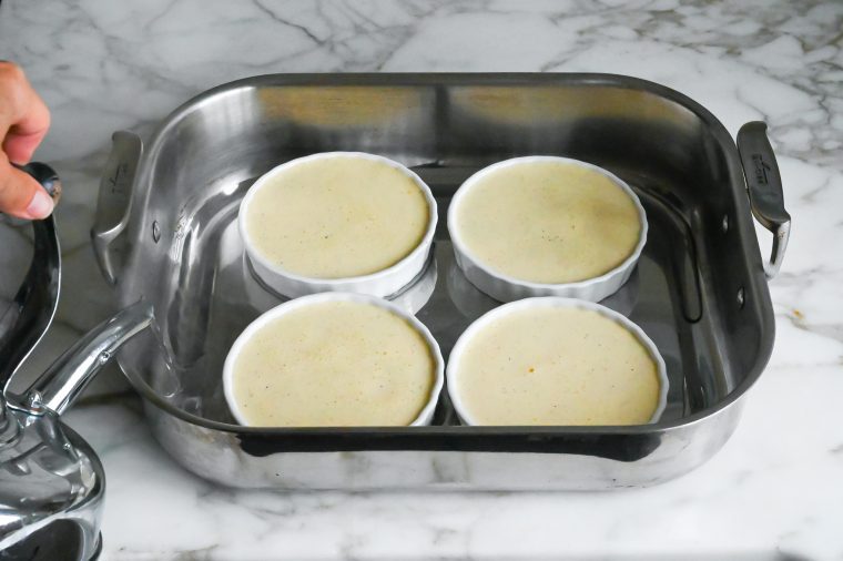 crème brûlée custards in water bath