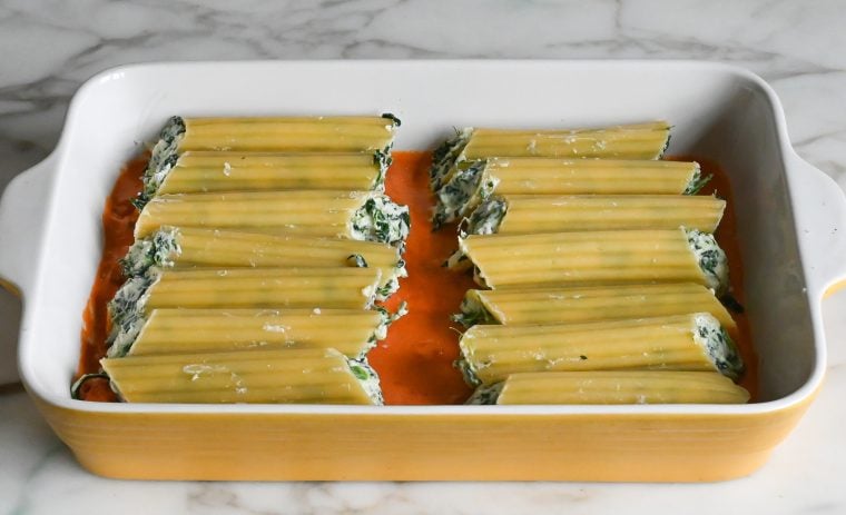 manicotti in baking dish