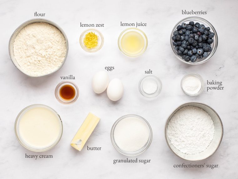 ingredients for making blueberry scones