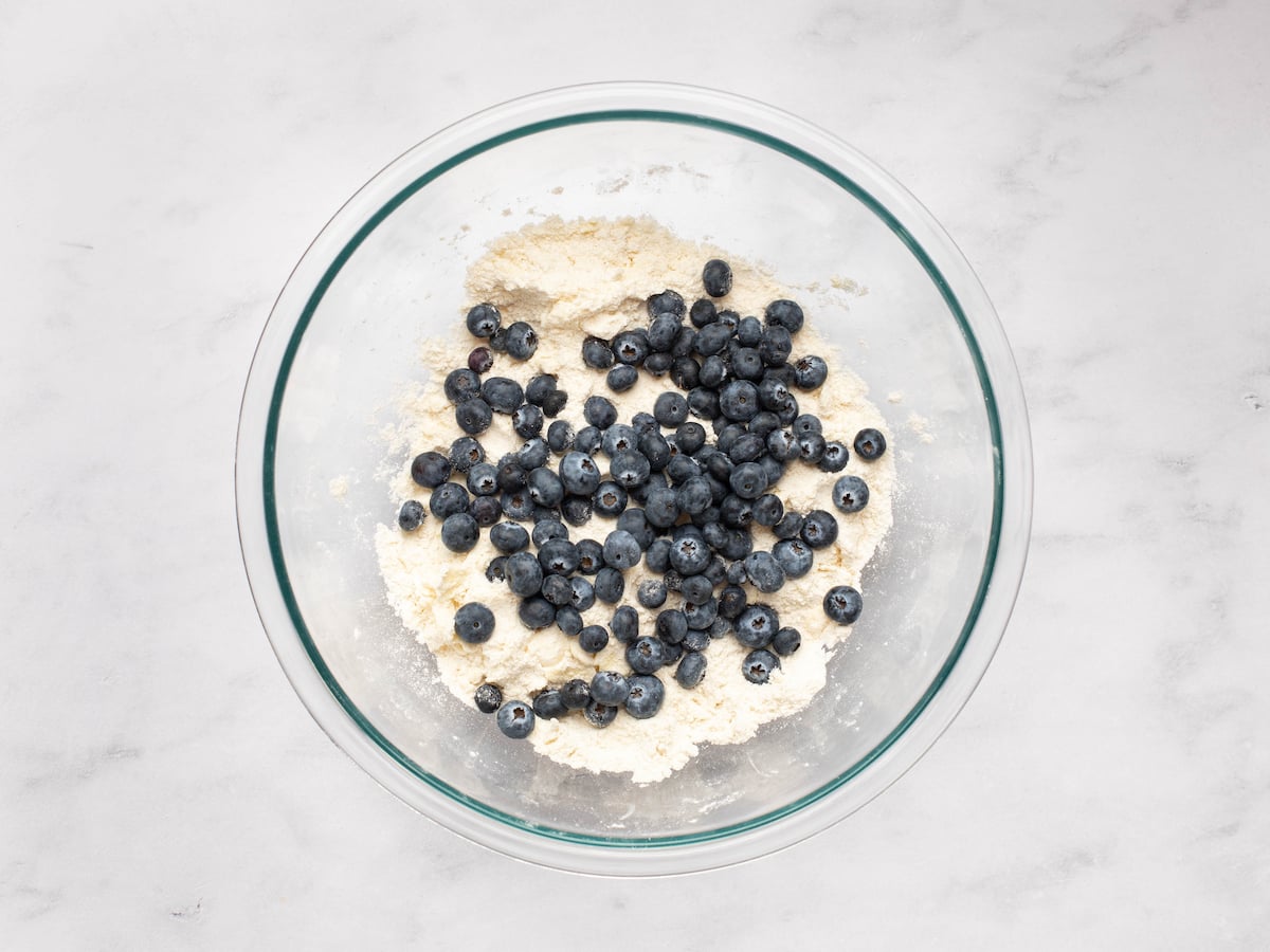 blueberries added to the dry ingredients