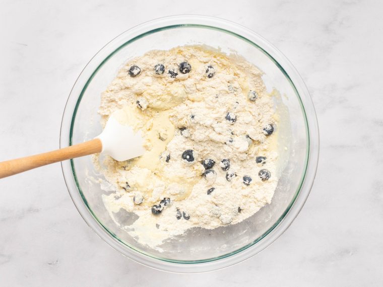mixing the blueberry scone dough