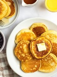 Plate of ricotta pancakes.