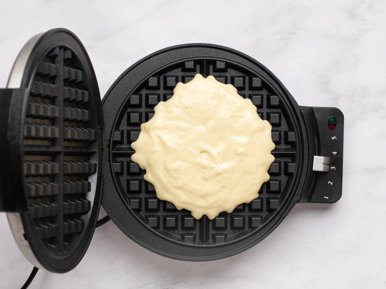 batter in the waffle iron.