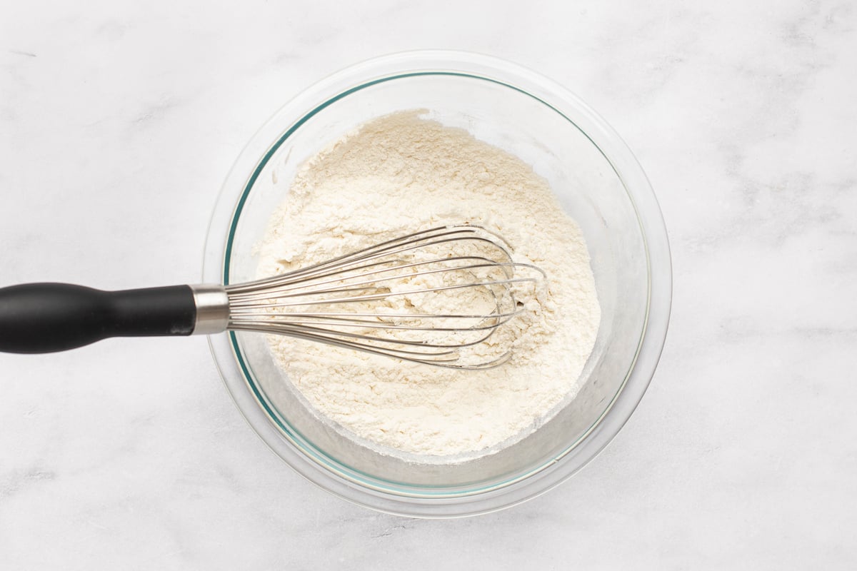flour, salt and baking powder in bowl