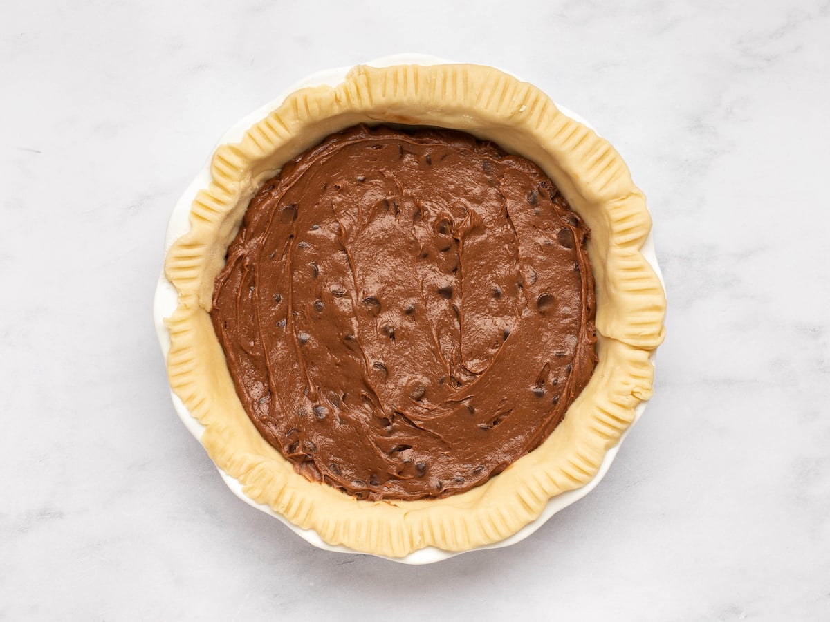 batter poured into crust