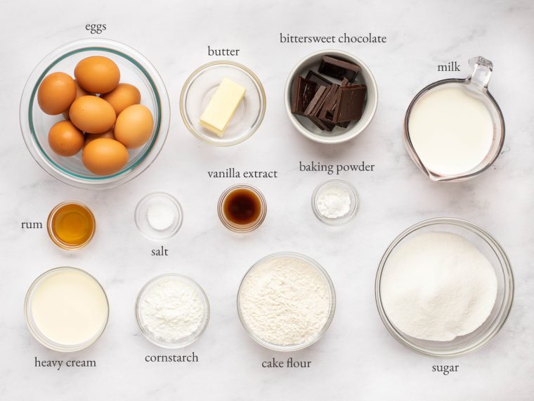 ingredients to make Boston cream pie