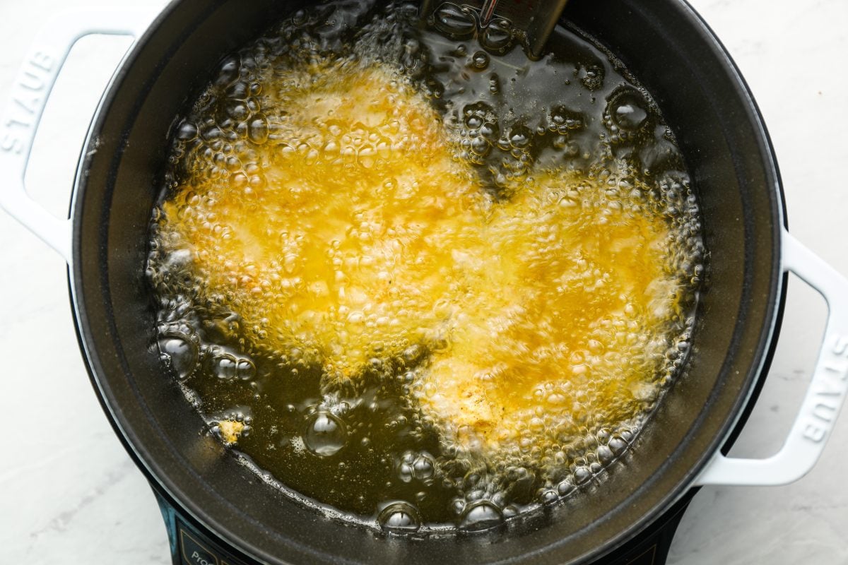 chicken cooking in oil