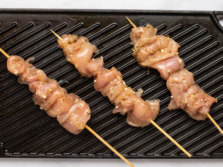 souvlaki skewers cooking on the grill