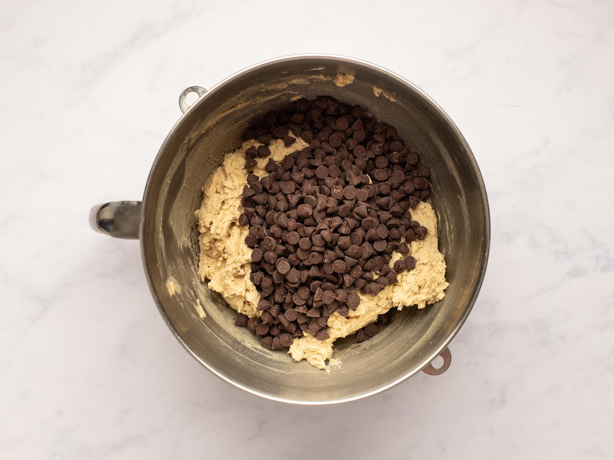 adding chocolate chips