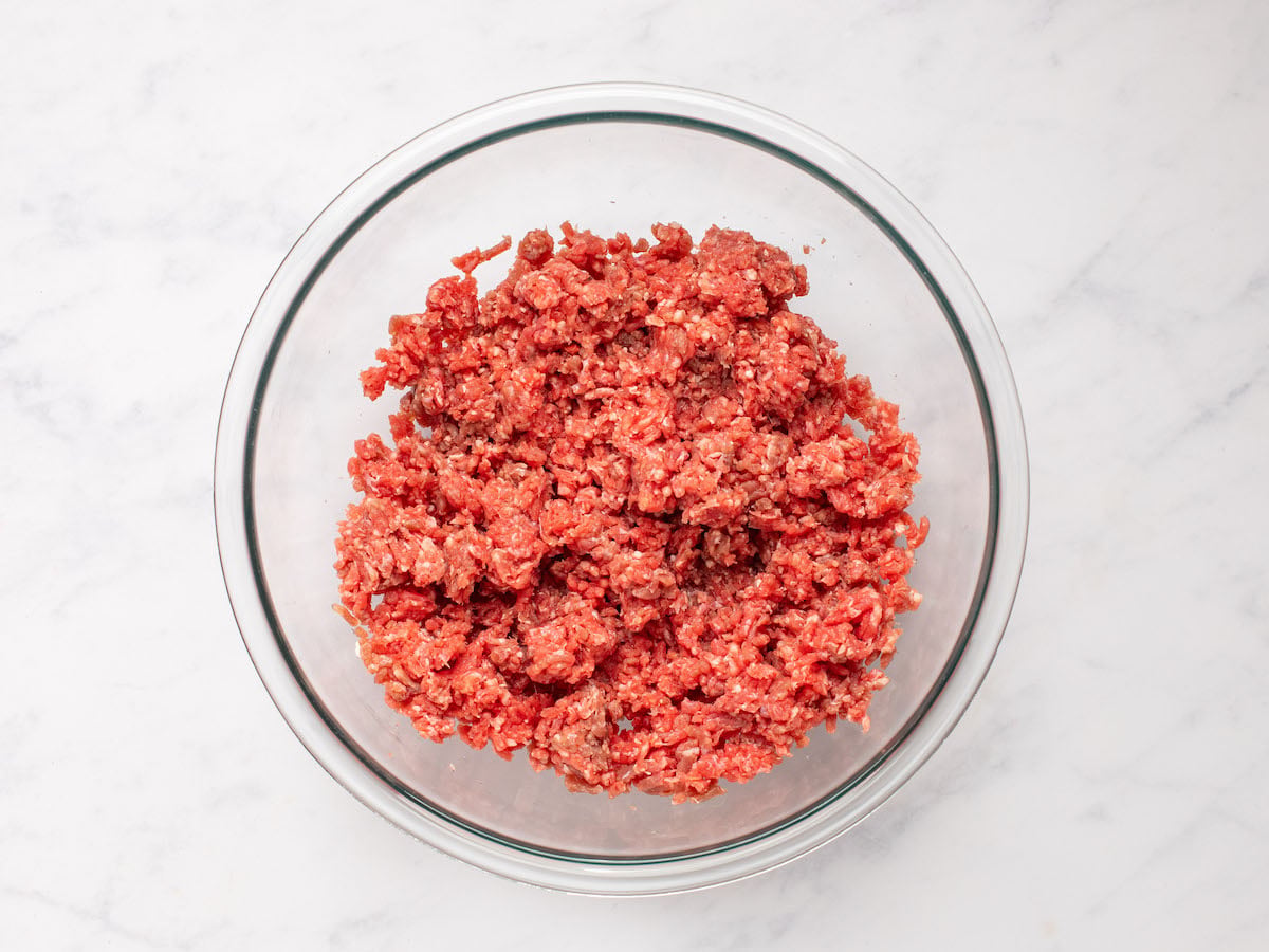 beef and baking soda in bowl for taco recipe