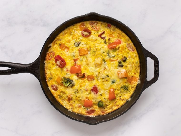 Frittata in a skillet.