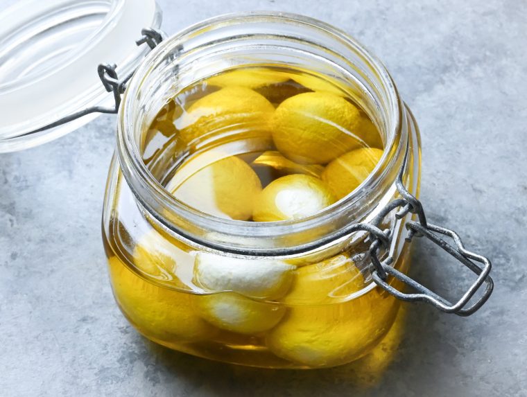 Labneh balls in olive oil.