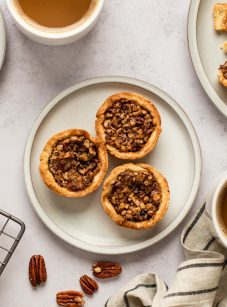 canadian butter tarts on plate with coffee