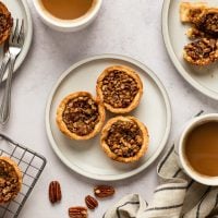 canadian butter tarts on plate with coffee