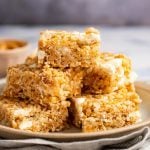 peanut butter rice krispies treats on plate