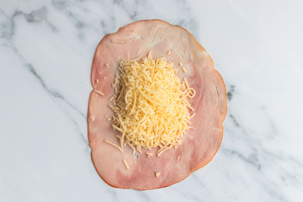 ham slice with gruyere in center
