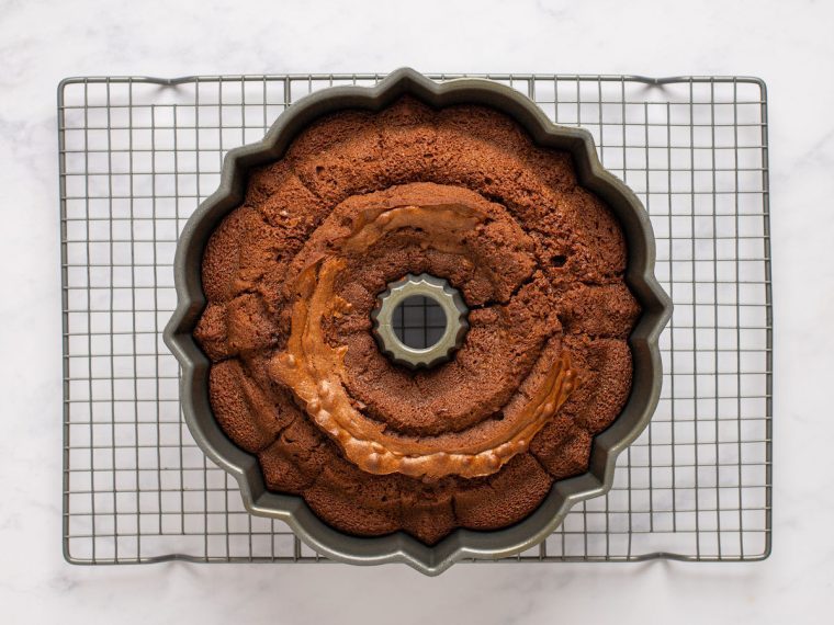 baked cake in bundt pan