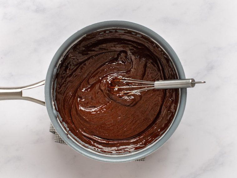 melted butter, chocolate, and confectioners' sugar combined