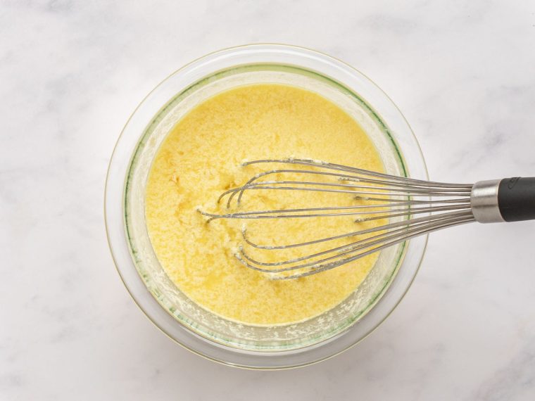 buttermilk, eggs, and vanilla combined with whisk