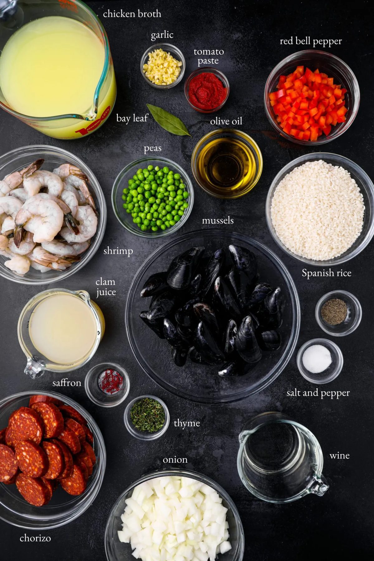ingredients to make paella.