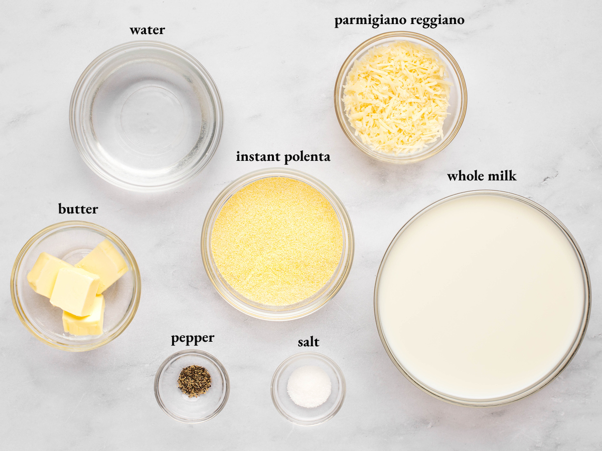 ingredients to make creamy polenta.