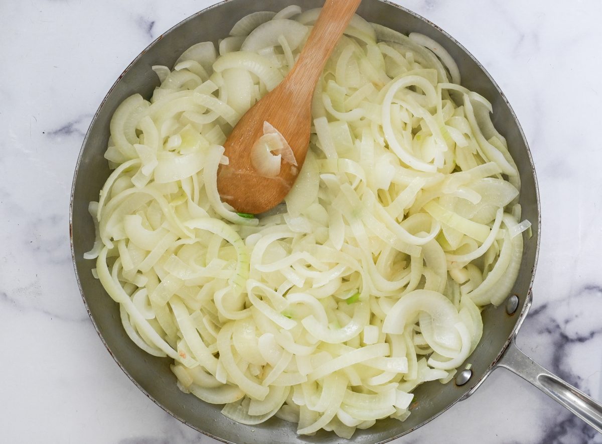 slightly softened onions