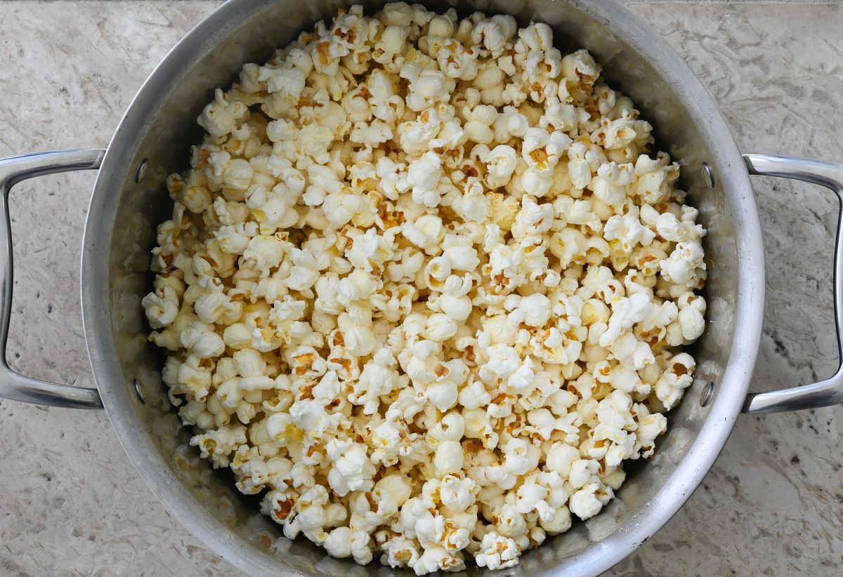 popped popcorn in pot