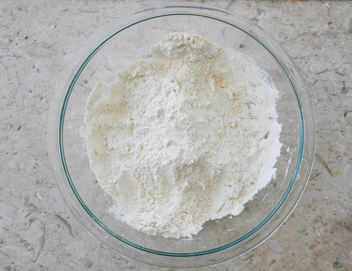 butter cut into flour mixture