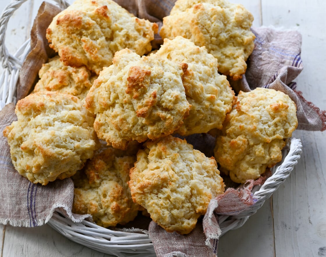 drop biscuits in basket