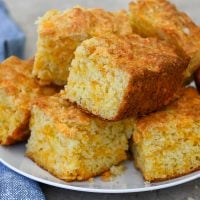 slices of irish cheddar soda bread on a plate.