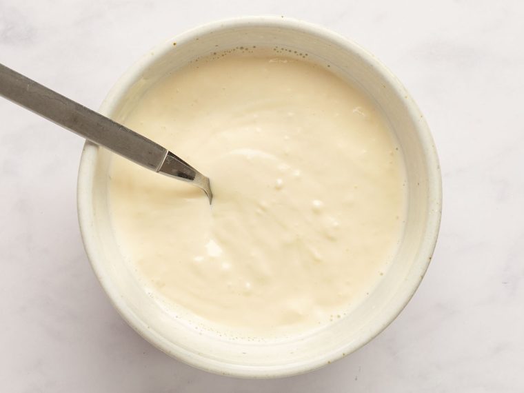 lemon garlic mayonnaise in small bowl