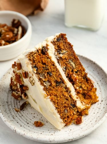 slice of carrot cake on plate