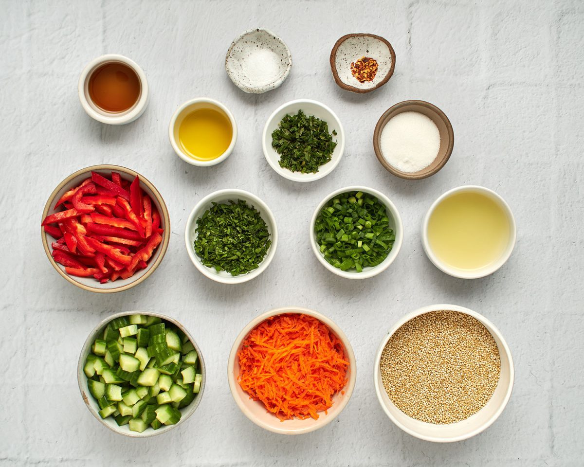 ingredients to make thai quinoa salad