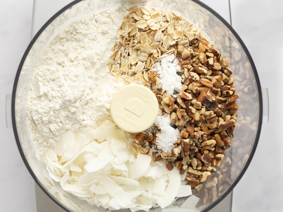 dry ingredients in bowl of a food processor.