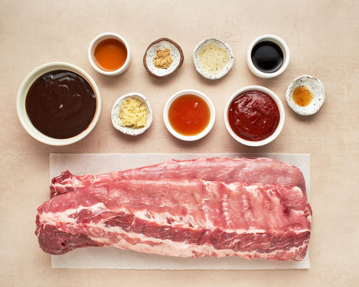 ingredients to make baby back ribs with hoisin bbq sauce