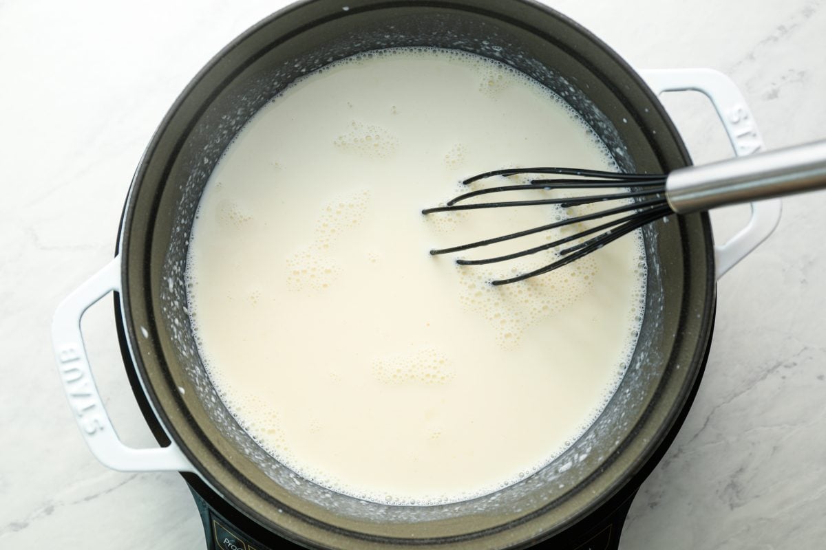 adding milk to roux