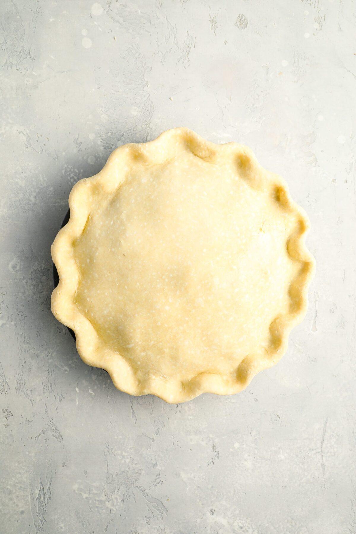 top crust crimped around the edges