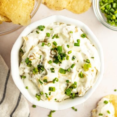 french onion dip with potato chips