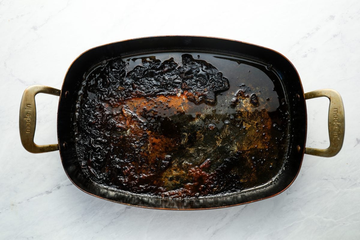 pan drippings in roasting pan