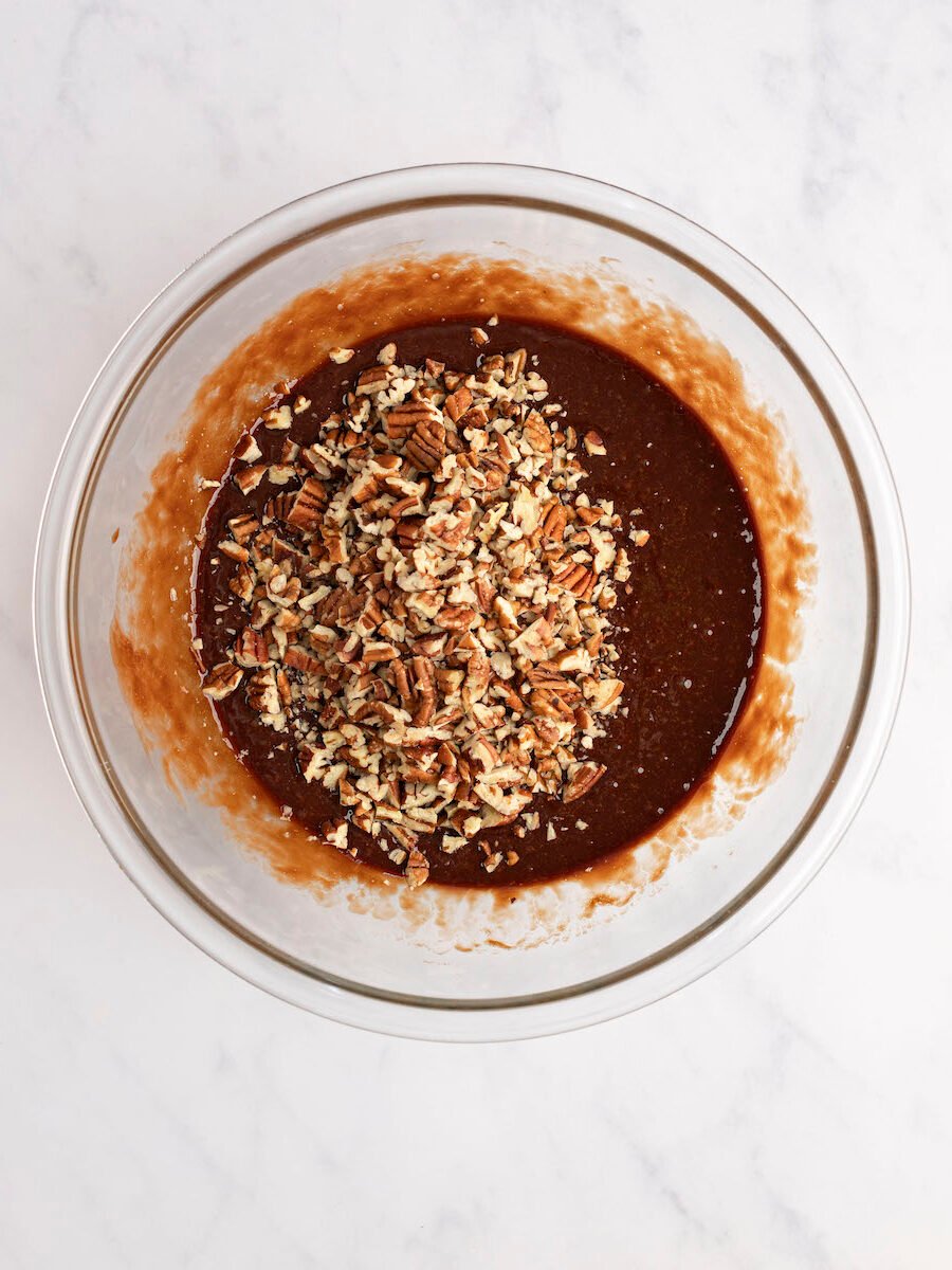 pecans added to pie filling