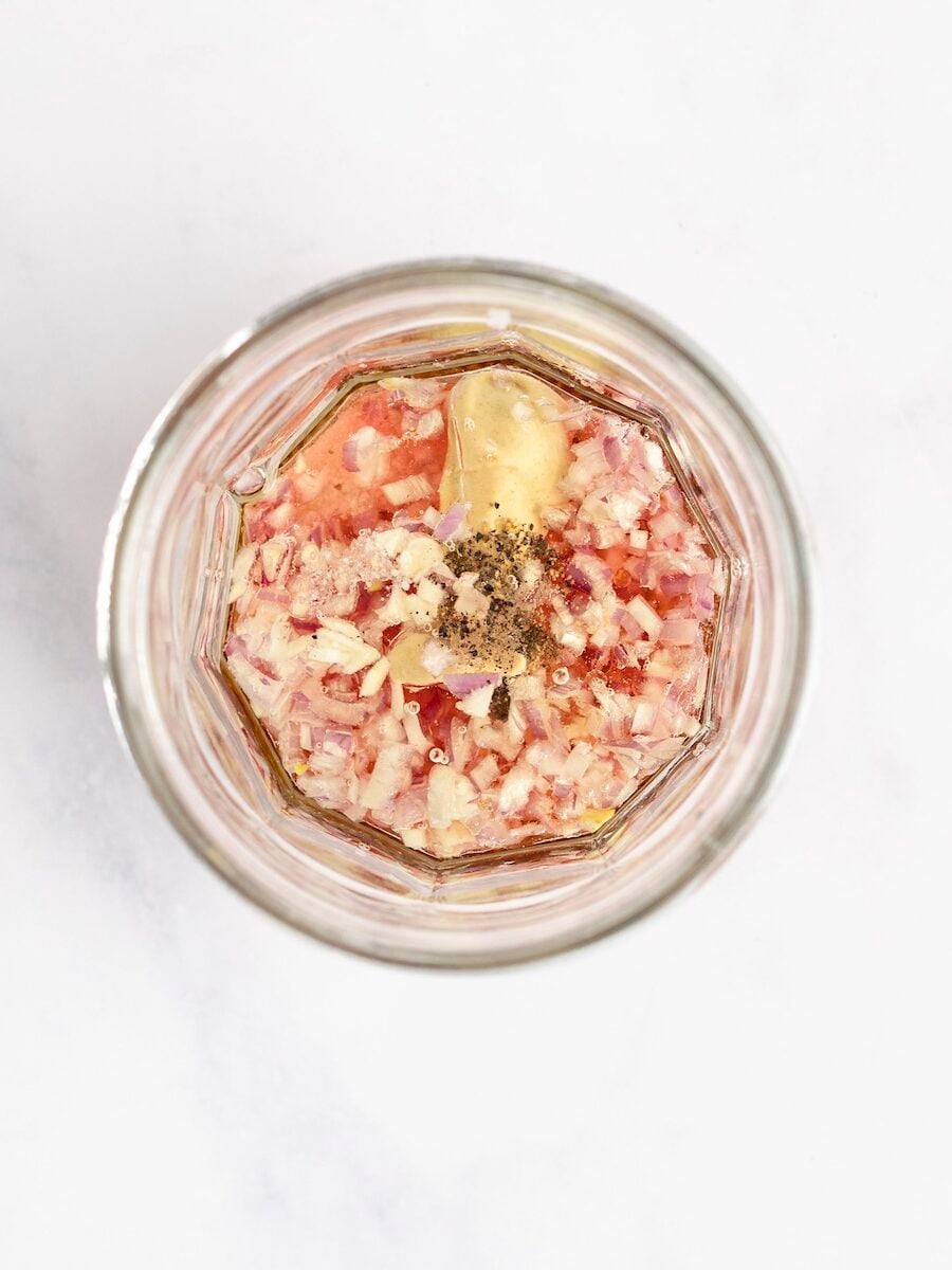 dressing ingredients in jar