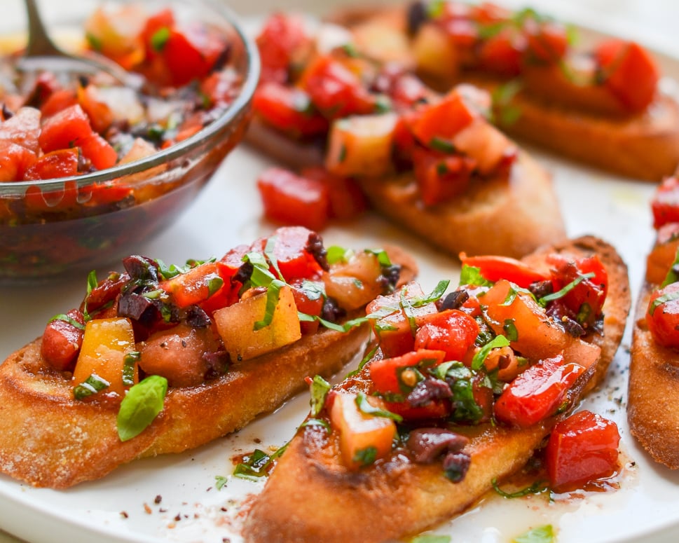 bruschetta on platter