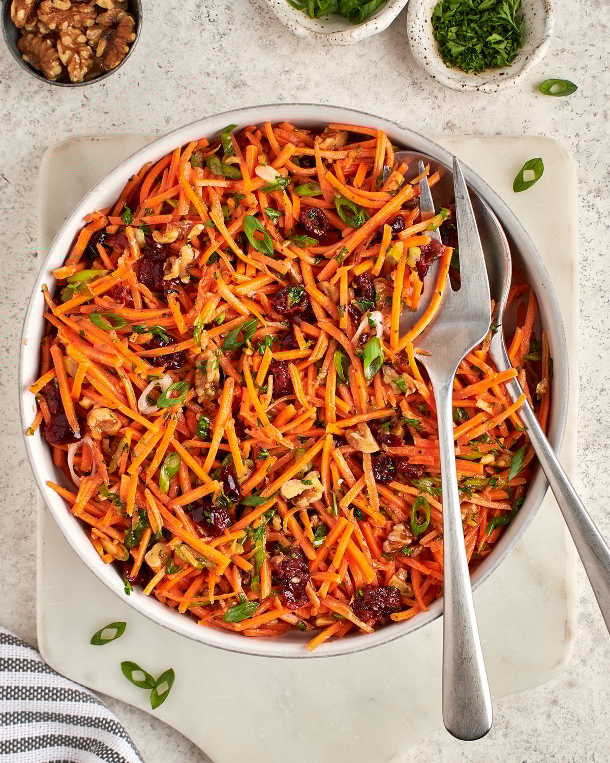 Carrot Slaw with Cranberries, Toasted Walnuts & Citrus Vinaigrette