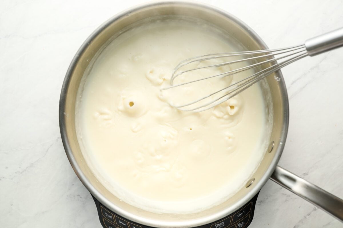 milk whisked into roux