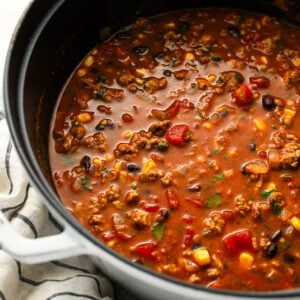 corn, cilantro, and lime juice added to Dutch oven