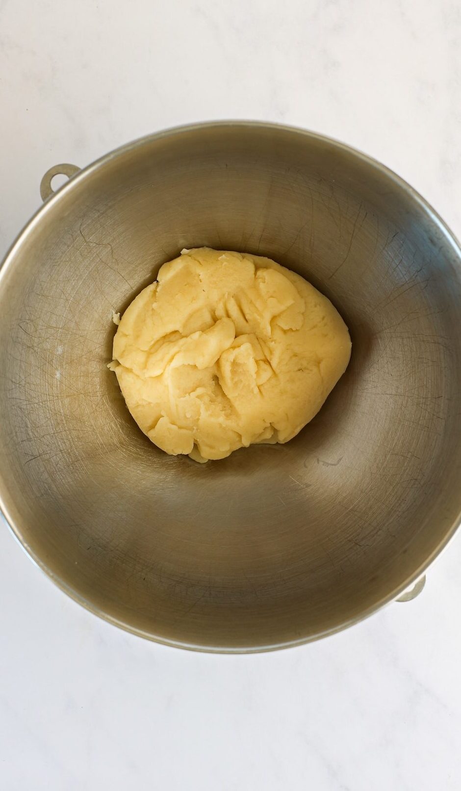dough ball in mixing bowl