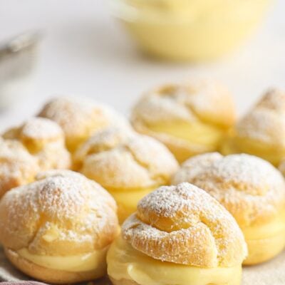 cream puffs on platter